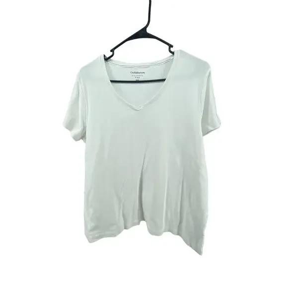 Croft & Barrow White Short Sleeve V-Neck The Classic Tee Women's Size XXL - Picture 2 of 6